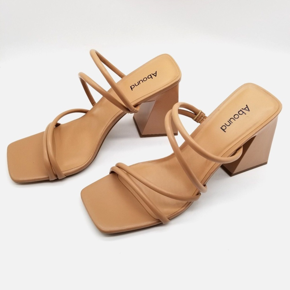 Abound Austyn Block Heel Strappy Sandals Slide Faux Leather